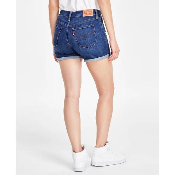 Levi's Blue Denim Jean Mid Rise Mid Length Stretch Shorts SZ 31 - Picture 2 of 12